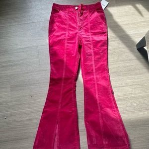 Forever 21 Velveteen Flare Pants (Pink)